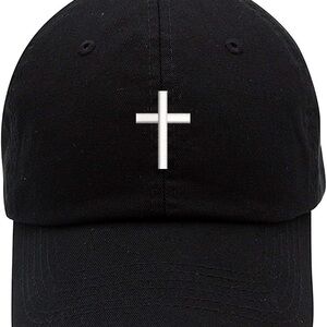 Classic Black Cap with White Cross Embroidery